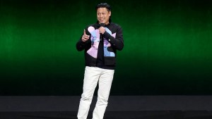 LAS VEGAS, NEVADA - APRIL 10: Jon M. Chu speaks onstage during the Universal Pictures and Focus Features Presentation during CinemaCon 2024 at The Colosseum at Caesars Palace on April 10, 2024 in Las Vegas, Nevada.