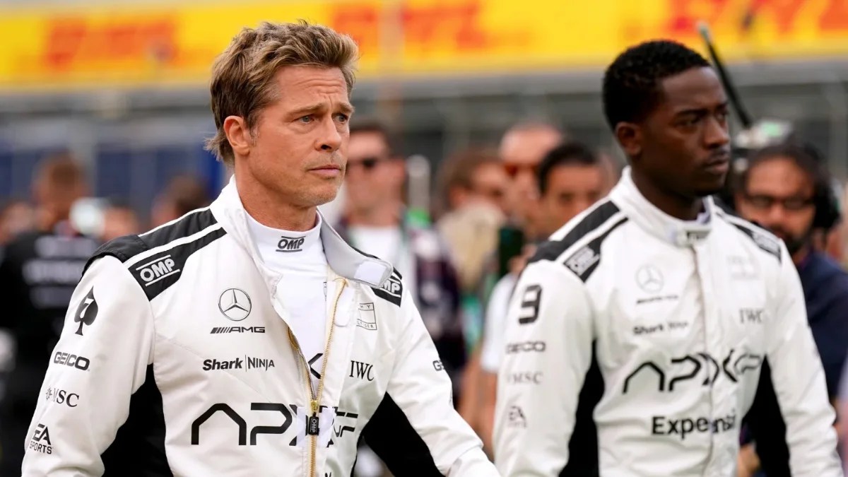 Brad Pitt and Damson Idris in 'F1 The Movie' (Credit: Warner Bros/Apple Original Films)