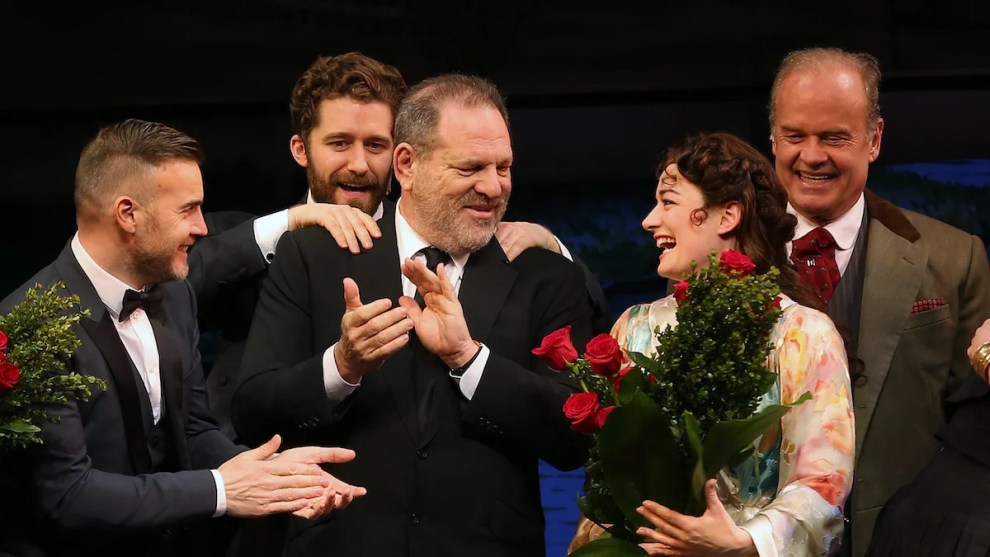 Harvey Weinstein (center) at the opening night of "Finding Neverland" on Broadway in 2015