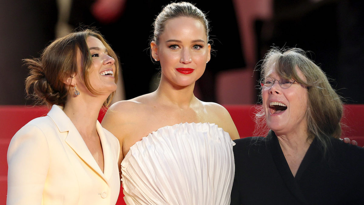Justine Ciarrocchi, Jennifer Lawrence and Sissy Spacek attend the "Die My Love" red carpet at the 78th annual Cannes Film Festival. (Vittorio Zunino Celotto/Getty Images)