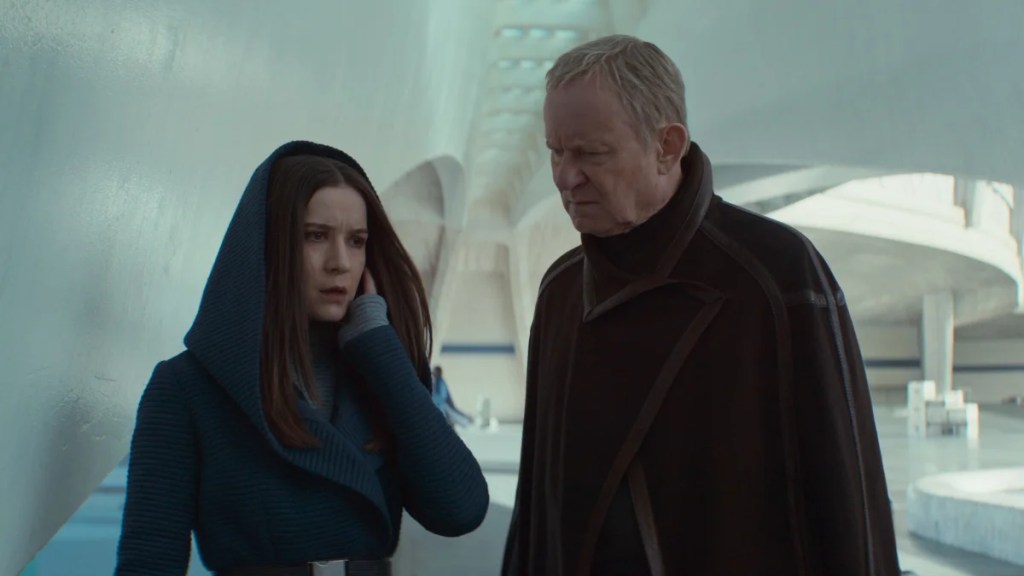 Elizabeth Dulau and Stellan Skarsgård in "Andor" Season 2, Episode 9 (Lucasfilm)