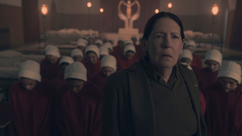 Ann Dowd as Aunt Lydia in Season 6 of "The Handmaid's Tale" (Hulu/Disney)