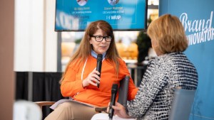 Dr. Stacy Smith and Sharon Waxman speak at the “How Data-Driven Inclusion Is Winning Over Audiences” panel at TheWrap’s Cannes Conversations in partnership with Brand Innovators. (Credit: Brand Innovators/TheWrap)