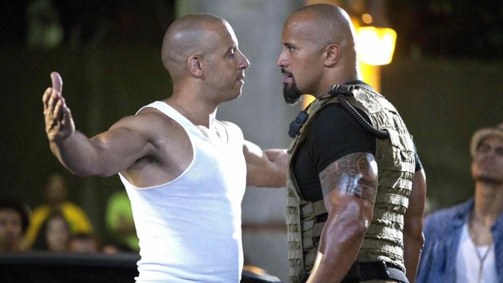 Vin Diesel and The Rock in "Fast Five."